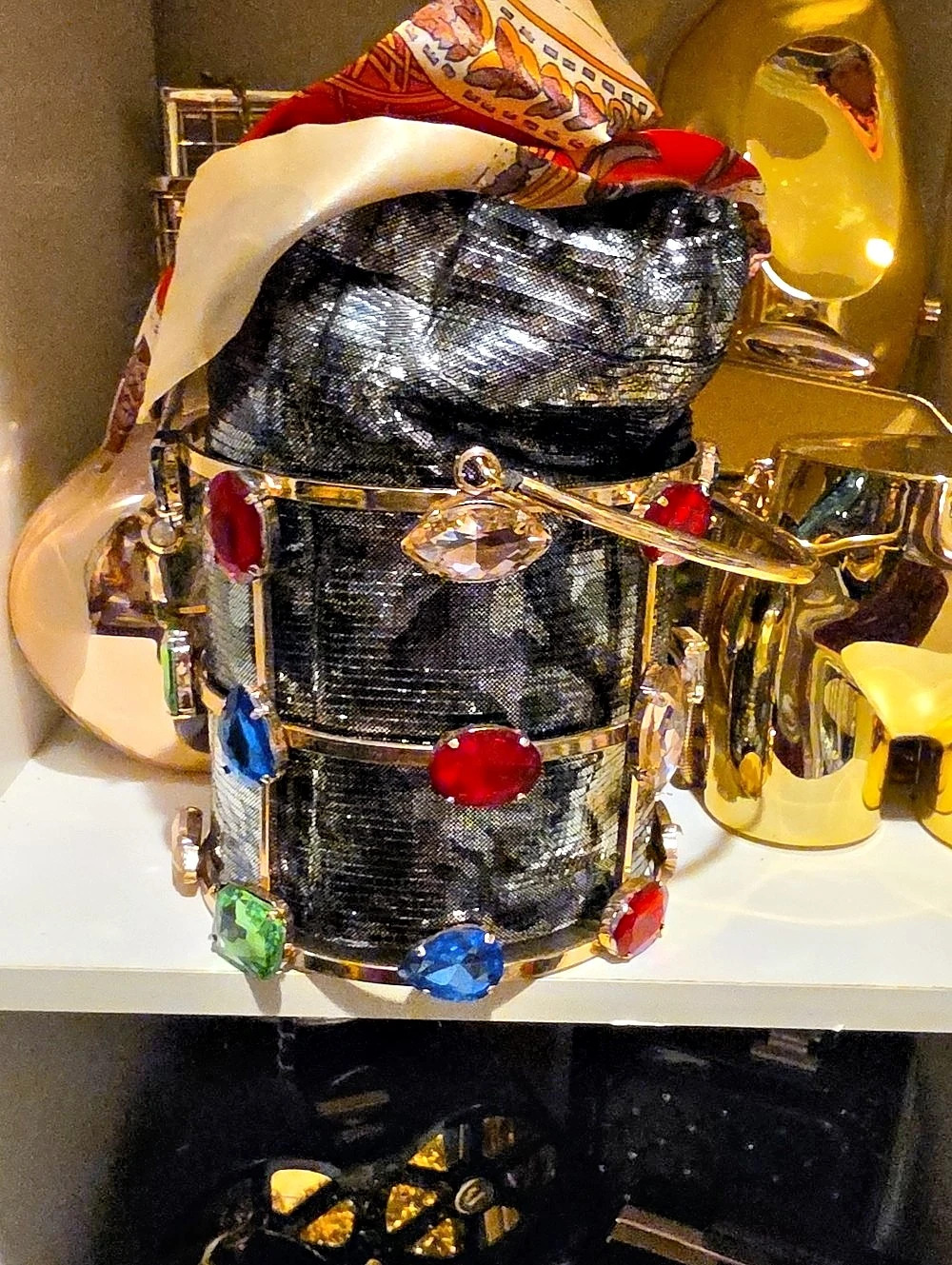 Jeweled Black & Gold Shoulder Bag Like New